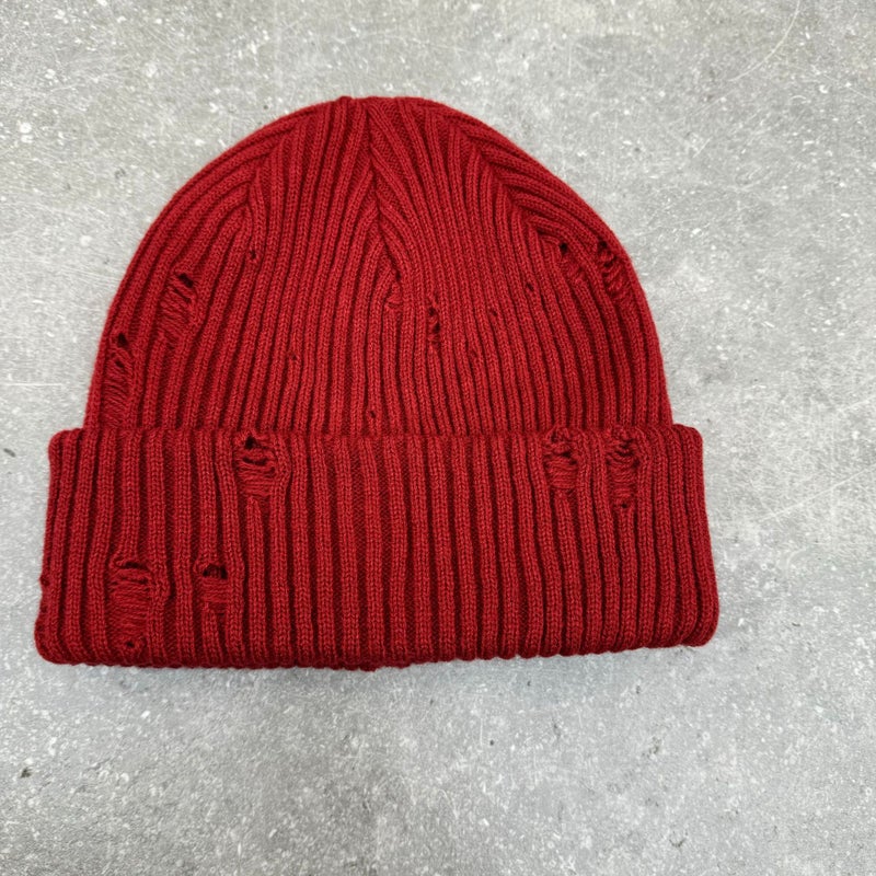 Simple And Fashionable Hole Knitted Hat For Men And Women, Outdoor Versatile Retro Warm Woolen Hat, Cold Hat - Image 1