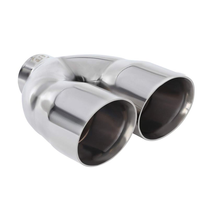 Double Wall Dual Exhaust tip 25 ID x 7OD x 9L Weld On Muffler Tail Pipe Stainless Steel to give Chrome Effect