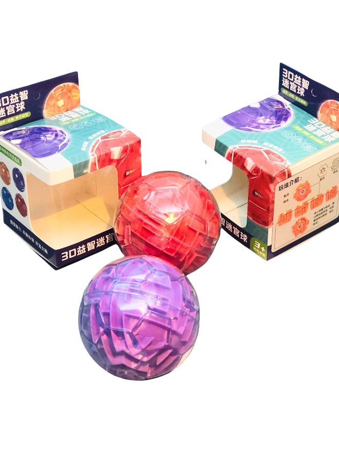 ZESITH 3D Stereo Magic Maze Ball, Kids Balance Rolling Track Educational Toy - Purple - Image 4