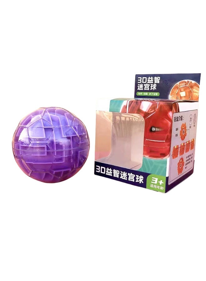 ZESITH 3D Stereo Magic Maze Ball, Kids Balance Rolling Track Educational Toy - Purple - Image 1