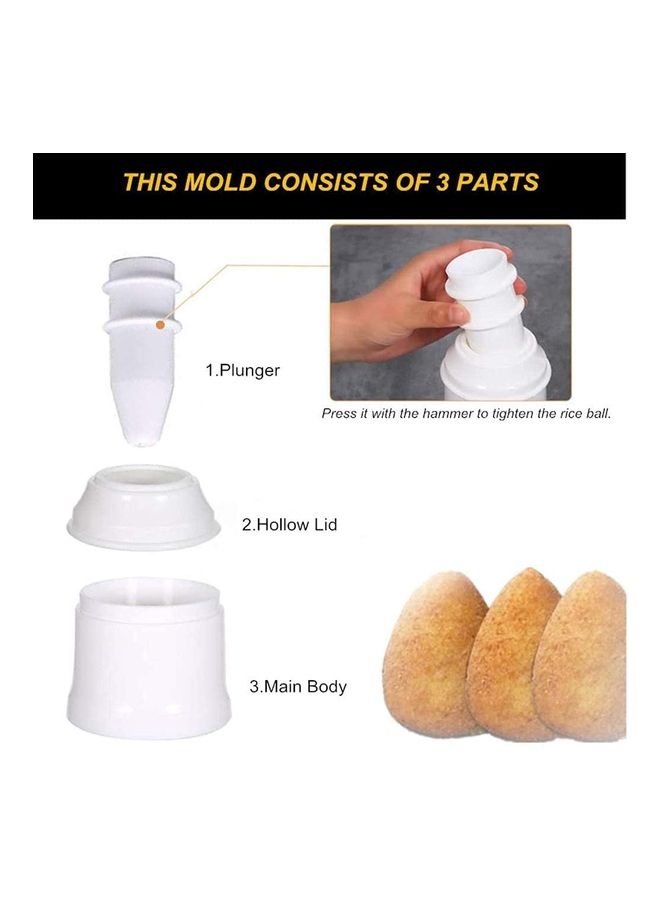2-Piece Arancini Maker Rice Ball Mold White 9.5 x 9.5 x 16cm - Image 4
