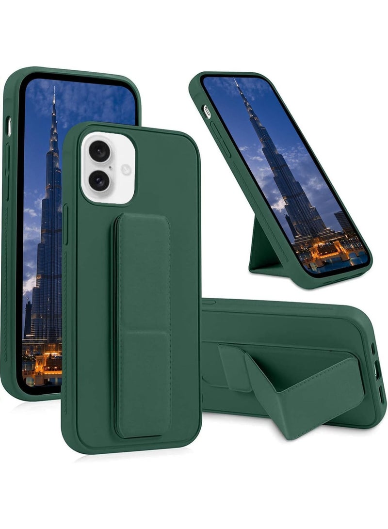 new iPhone 16 Plus Green Magnetic Car Mount Case – Premium Silicone with Multi-Stand Kickstand & Hand Strap - Image 1