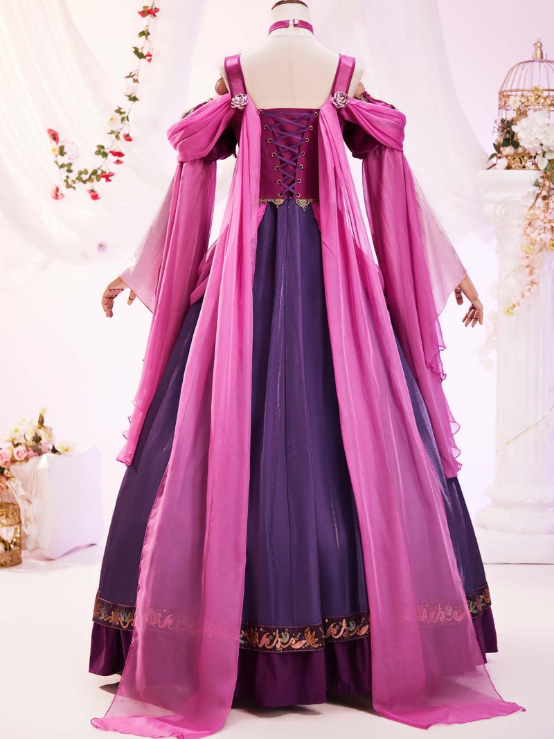 Miccostumes ميككوستومز زي الأميرة النسائي للتمثيل التنكري مع تاج من الورود وأشرطة متطايرة (S) - Image 3