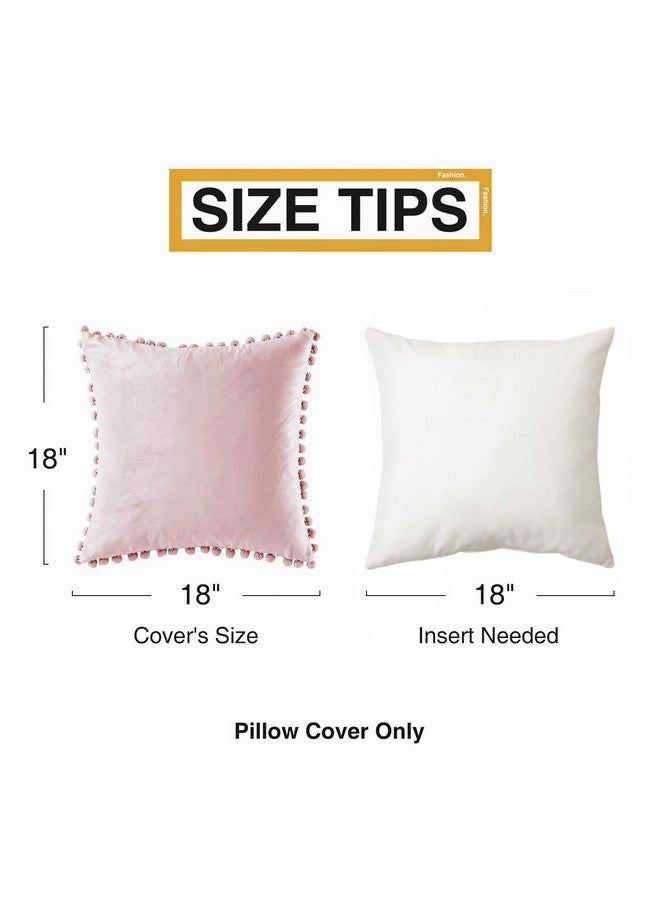 Topfinel Top Finel Blush Pink Throw Pillow Covers 18x18 Inches for Couch Aesthetic Decorative Sofa Pillow Covers Set of 2 Soft Velvet Cushion Cover Pillow Cases with Pom-poms for Bedroom Livingroom Office Car - Image 5