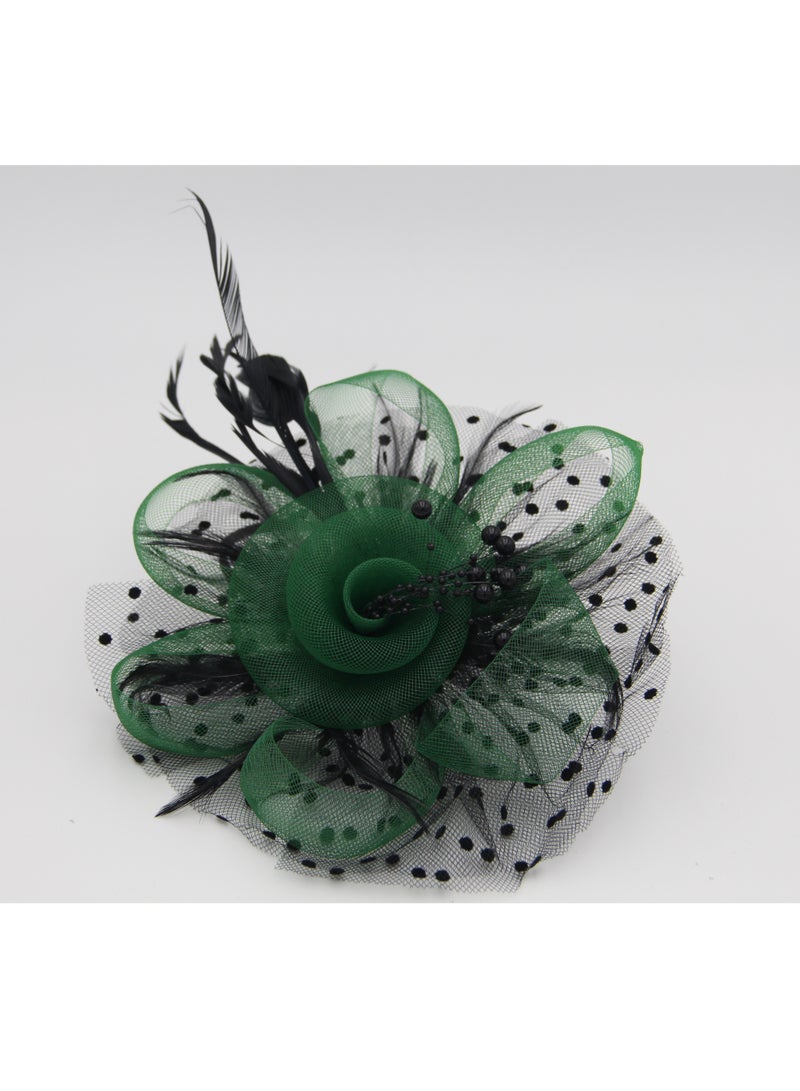 D'Daniela Ddaniela Monalisa Fascinator Hats for Women Tea Party Headband,  Hat Flower Mesh Ribbons Feathers on a Headband and a Clip Tea Party Headwear for Girls and Women Green with Black - Image 4