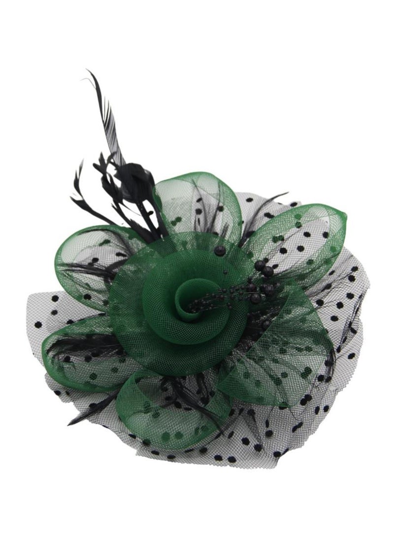 D'Daniela Ddaniela Monalisa Fascinator Hats for Women Tea Party Headband,  Hat Flower Mesh Ribbons Feathers on a Headband and a Clip Tea Party Headwear for Girls and Women Green with Black - Image 1