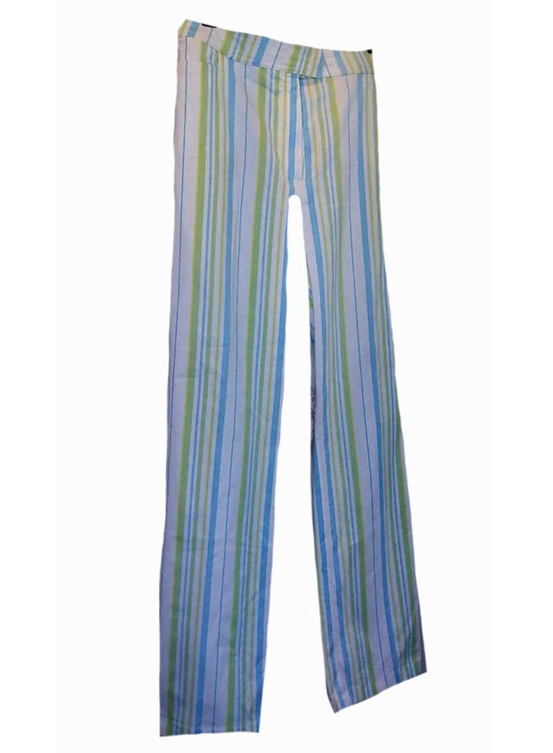 Women striped gabardine german straight trousers pants 
