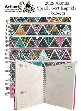 Artlantis 2025 Agenda Spiral Hard Cover 1 Piece 17X24 cm Wire Agenda 2025 Lined Agenda Daily Planner Thermo Cover Office School 