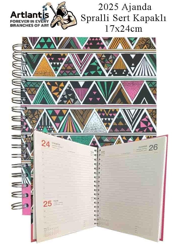 Artlantis 2025 Agenda Spiral Hard Cover 1 Piece 17X24 cm Wire Agenda 2025 Lined Agenda Daily Planner Thermo Cover Office School 