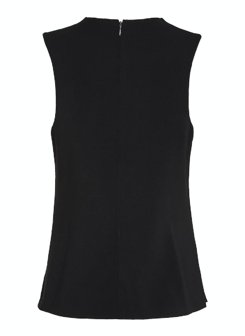 CALVIN KLEIN Women's Structure Crepe Twill Tank Top - Polyester, Black  - Image 3