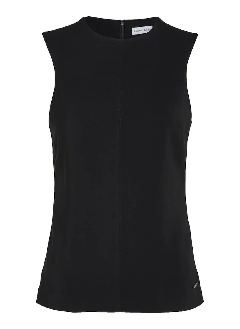 CALVIN KLEIN Women's Structure Crepe Twill Tank Top - Polyester, Black