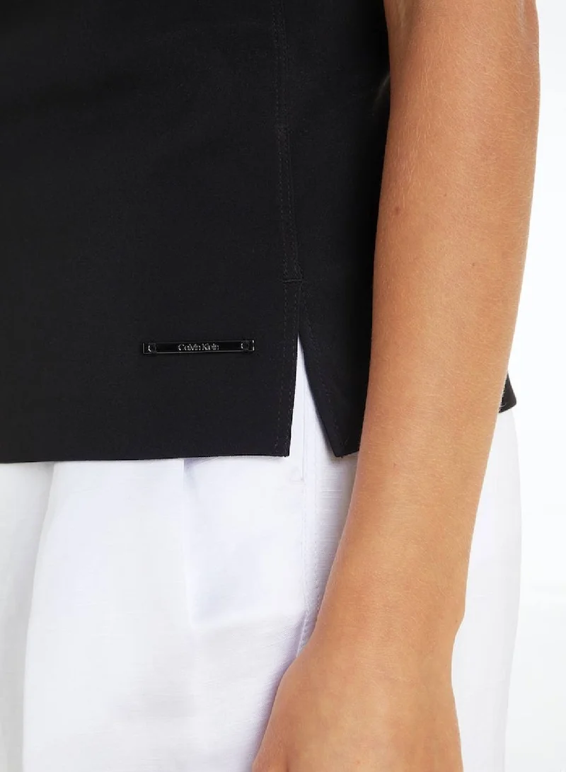 CALVIN KLEIN Women's Structure Crepe Twill Tank Top - Polyester, Black
