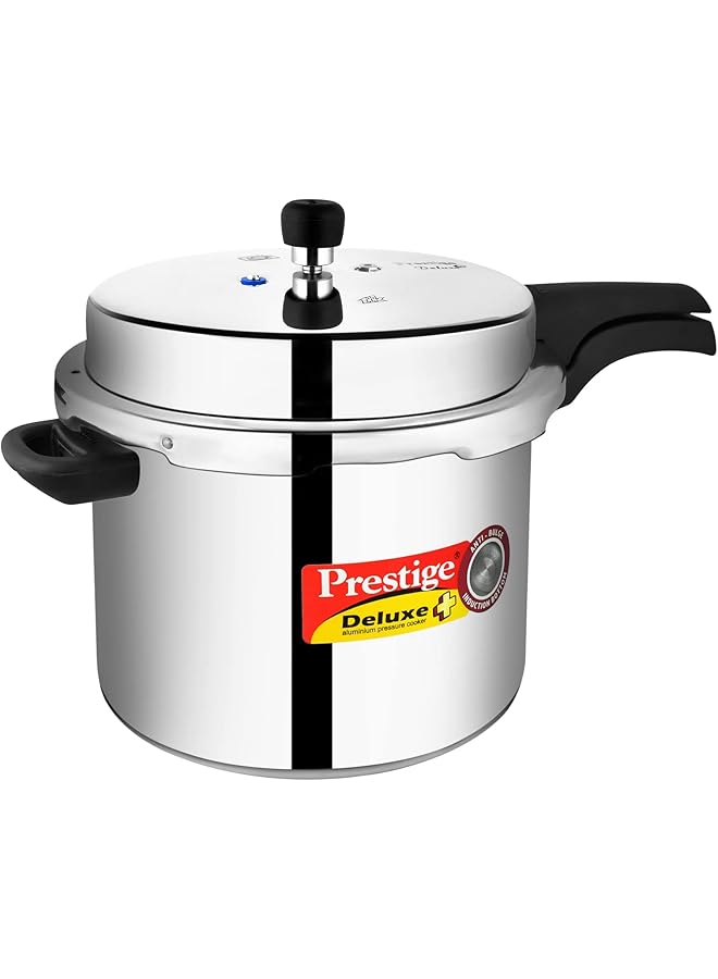 برستيج قدر ضغط ديلوكس بلس سعة ١٠ لترات | قدر ضغط ألومنيوم بغطاء | مؤشر ضغط حصري | متوافق مع الحث الحراري، فضي - Image 1