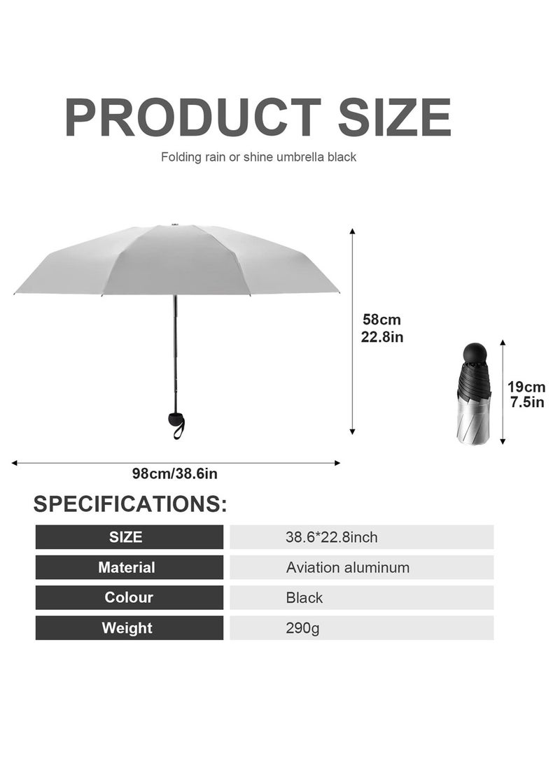 Excefore مظلة سفر مقاومة للرياح، مظلة صغيرة قوية ذات 8 أضلاع، مظلة صغيرة للأشعة فوق البنفسجية مع علبة كبسولة، مظلة قابلة للطي مدمجة محمولة - Image 2
