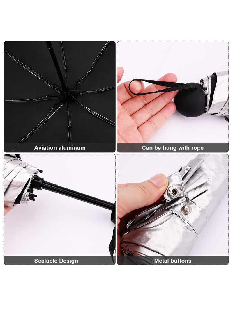Excefore مظلة سفر مقاومة للرياح، مظلة صغيرة قوية ذات 8 أضلاع، مظلة صغيرة للأشعة فوق البنفسجية مع علبة كبسولة، مظلة قابلة للطي مدمجة محمولة - Image 3