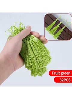 Abrar Colorful Silk Tassels with Hanging Rope Fruit Green for Home Decor, Curtains, Jewelry, Weddings, and Keychains 32 Pieces 