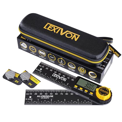 LEXIVON Aluminum Digital Angle Finder Gauge, 5-inch/130mm Multi-Purpose Protractor, Includes XL Display and Rugged Zippered Pouch (LX-DAF5) - Image 1