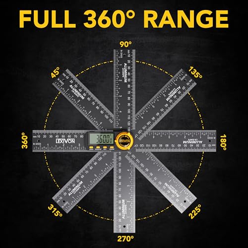 LEXIVON Aluminum Digital Angle Finder Gauge, 5-inch/130mm Multi-Purpose Protractor, Includes XL Display and Rugged Zippered Pouch (LX-DAF5) - Image 3