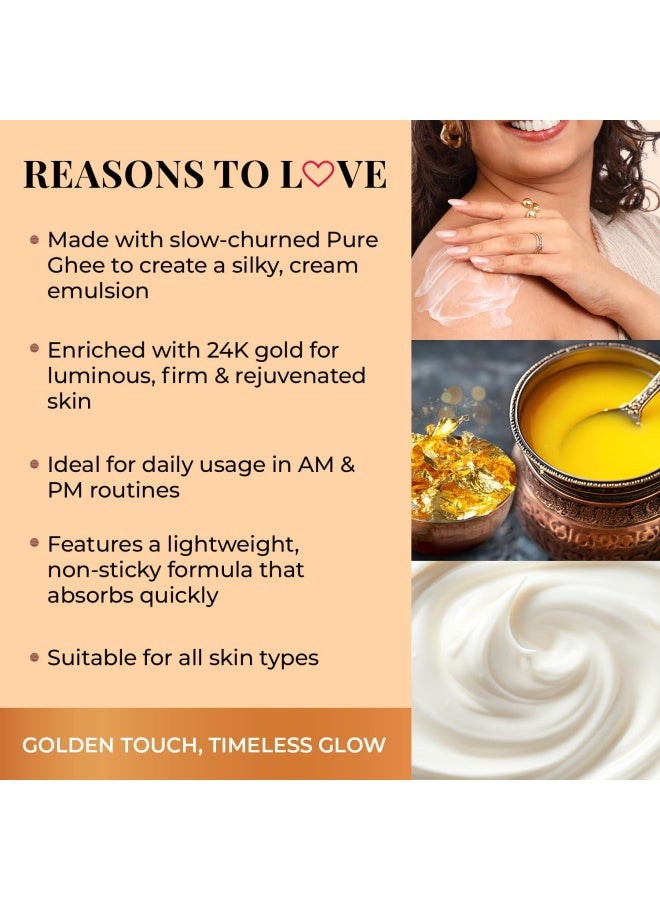 Just Herbs 24K Gold & Pure Ghee Deep Nourish Body Butter | Anti-Aging, Skin Firming & Brightening | For Dullness, Blemishes & Elasticity | Non-Sticky | 250ml - Image 4