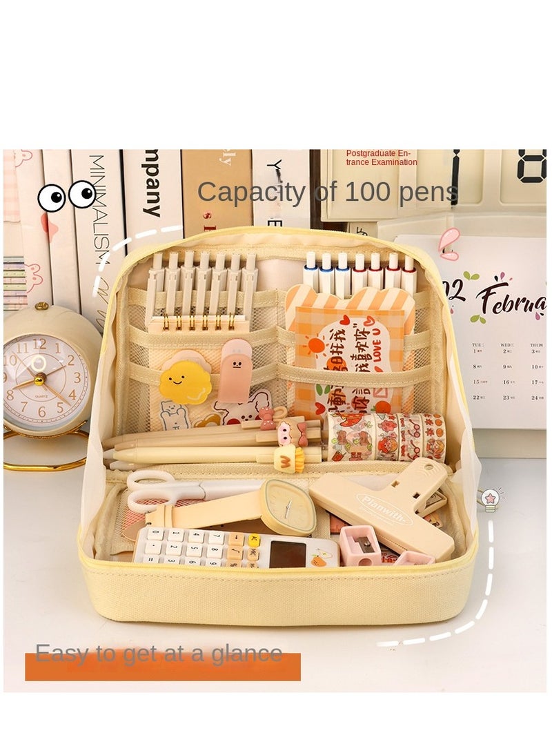 إسكدنيا كبير قدرة قلم رصاص مربع قماش كبير قدرة تخزين حقيبة مارك قلم رصاص مربع بسيط كيس القرطاسية المدرسة مكتب منظم المدرسة فتاة في سن المراهقة طالب بيج فريد بسيط - Image 3