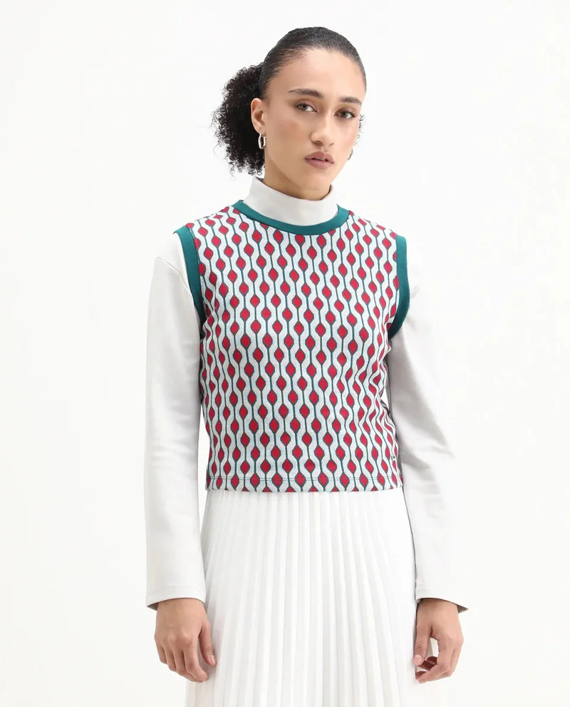 Rareism Women's Knit Jacquard Top