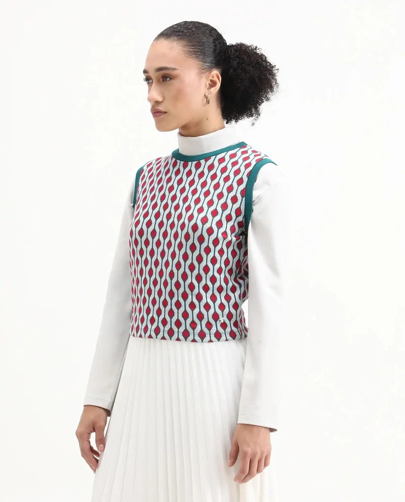 Rareism Women's Knit Jacquard Top