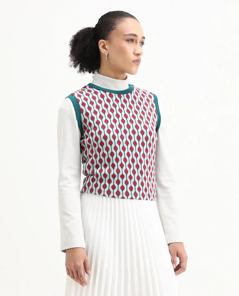 Rareism Women's Knit Jacquard Top