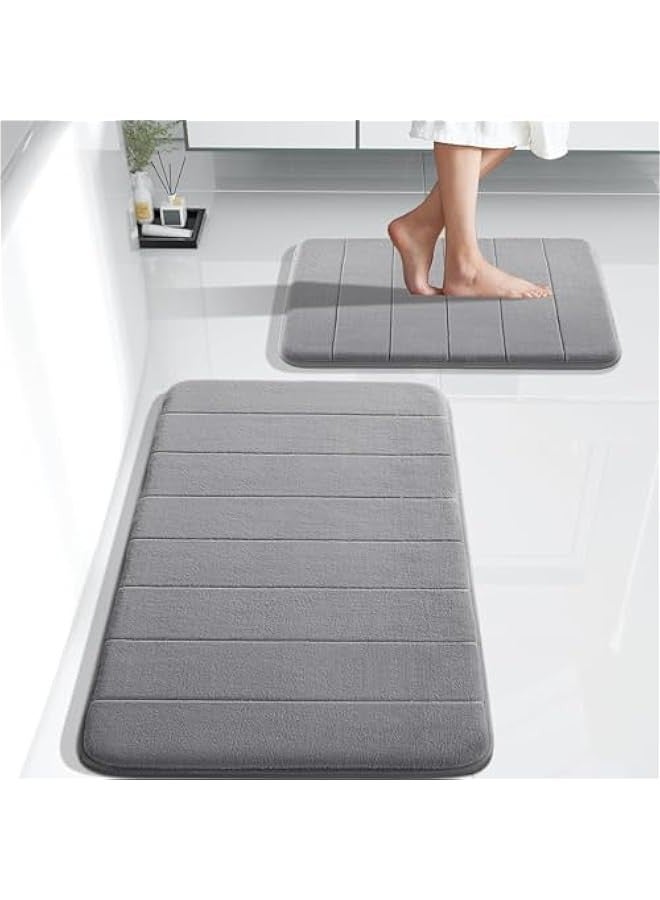 TRASSLE Memory Foam Bath Mat, Non-Slip Back,  Fleece Softness, Highly Absorbent, Bathroom Carpet, Super Soft Microfiber Bath Rug, Rectangle, Easy to clean Mat - Image 1