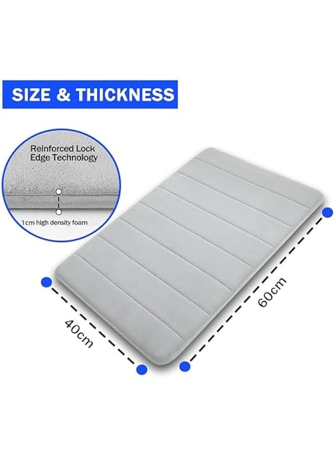 TRASSLE Memory Foam Bath Mat, Non-Slip Back,  Fleece Softness, Highly Absorbent, Bathroom Carpet, Super Soft Microfiber Bath Rug, Rectangle, Easy to clean Mat - Image 2
