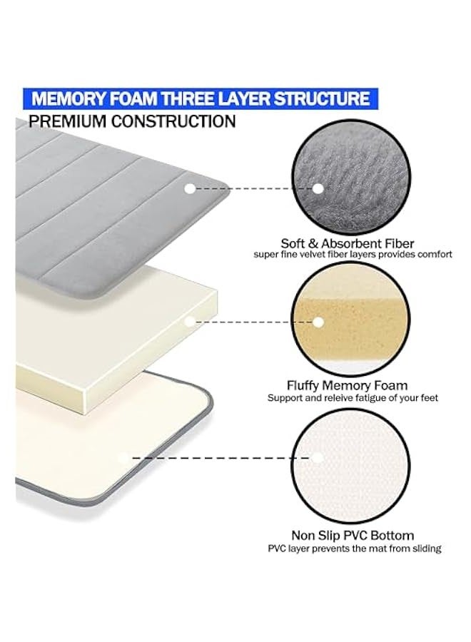 TRASSLE Memory Foam Bath Mat, Non-Slip Back,  Fleece Softness, Highly Absorbent, Bathroom Carpet, Super Soft Microfiber Bath Rug, Rectangle, Easy to clean Mat - Image 3
