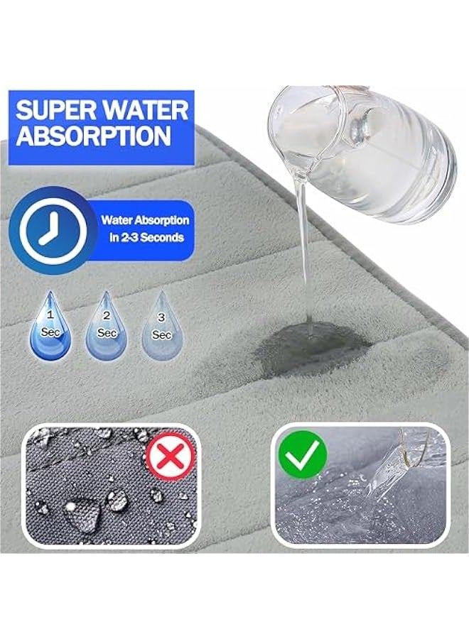 TRASSLE Memory Foam Bath Mat, Non-Slip Back,  Fleece Softness, Highly Absorbent, Bathroom Carpet, Super Soft Microfiber Bath Rug, Rectangle, Easy to clean Mat - Image 4