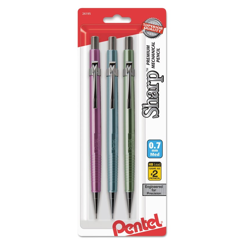 Pentel P207MBP3M1 Sharp Mechanical Drafting Pencil 0.7 mm Assorted Pastel Barrels 3/Pack - Image 5