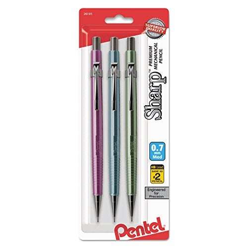 Pentel P207MBP3M1 Sharp Mechanical Drafting Pencil 0.7 mm Assorted Pastel Barrels 3/Pack - Image 1