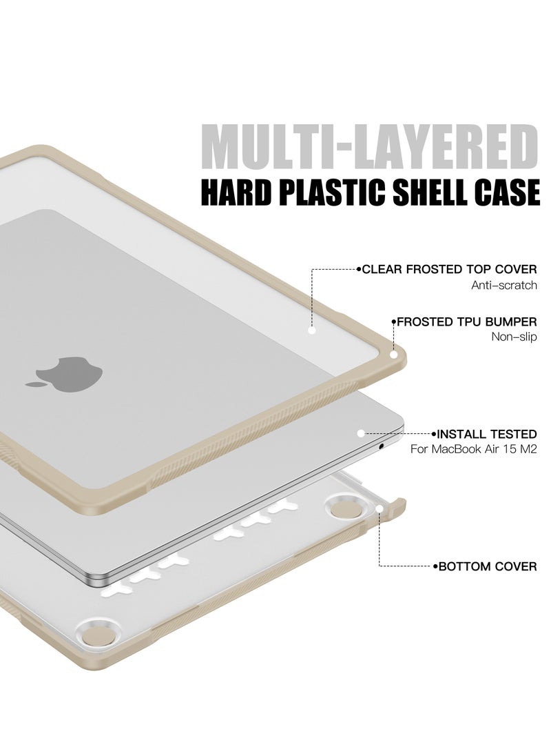 GULFLINK Hard Shell Case Cover With Kickstand Shockproof Function For MacBook Air A2941 15 inch Khaki  - Image 3