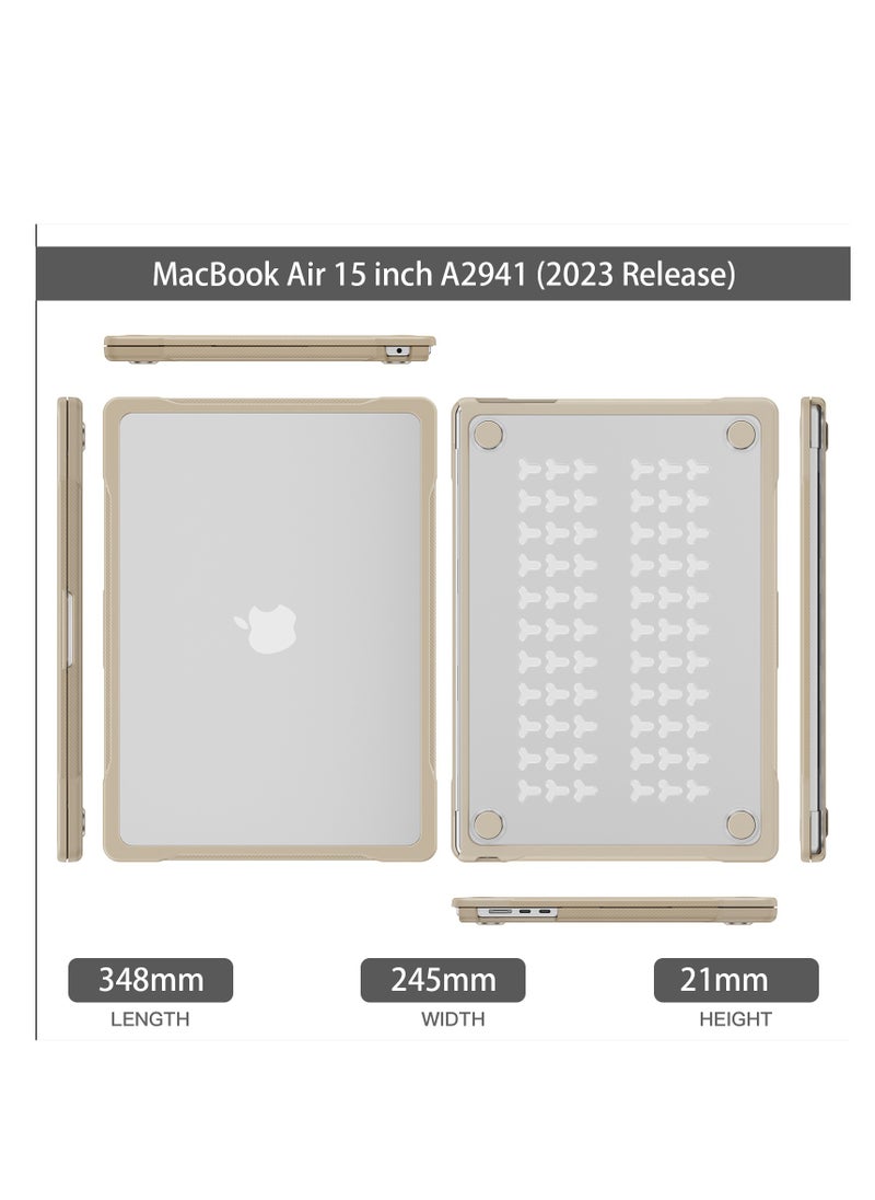 GULFLINK Hard Shell Case Cover With Kickstand Shockproof Function For MacBook Air A2941 15 inch Khaki  - Image 2