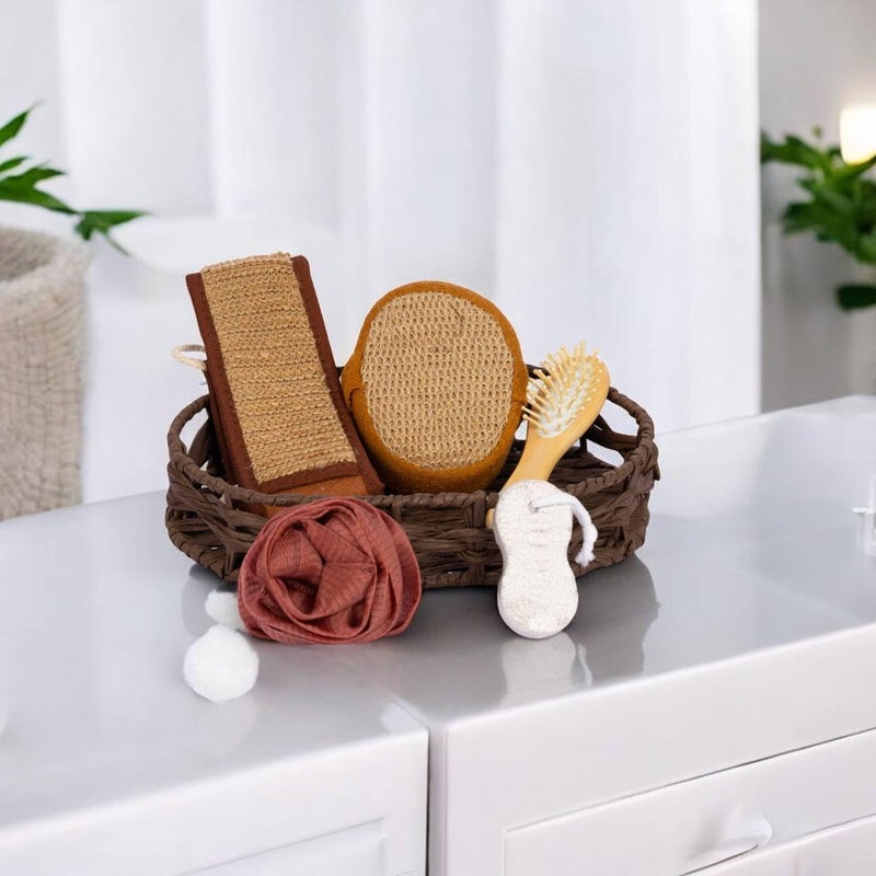 TGOPIT Luxury Bath Gift Set Natural Wood Bath Body Care Gift SPA Kit Facial Brush Sponge Bath Glove Belt Set Shower Scrubber Brush - Image 4