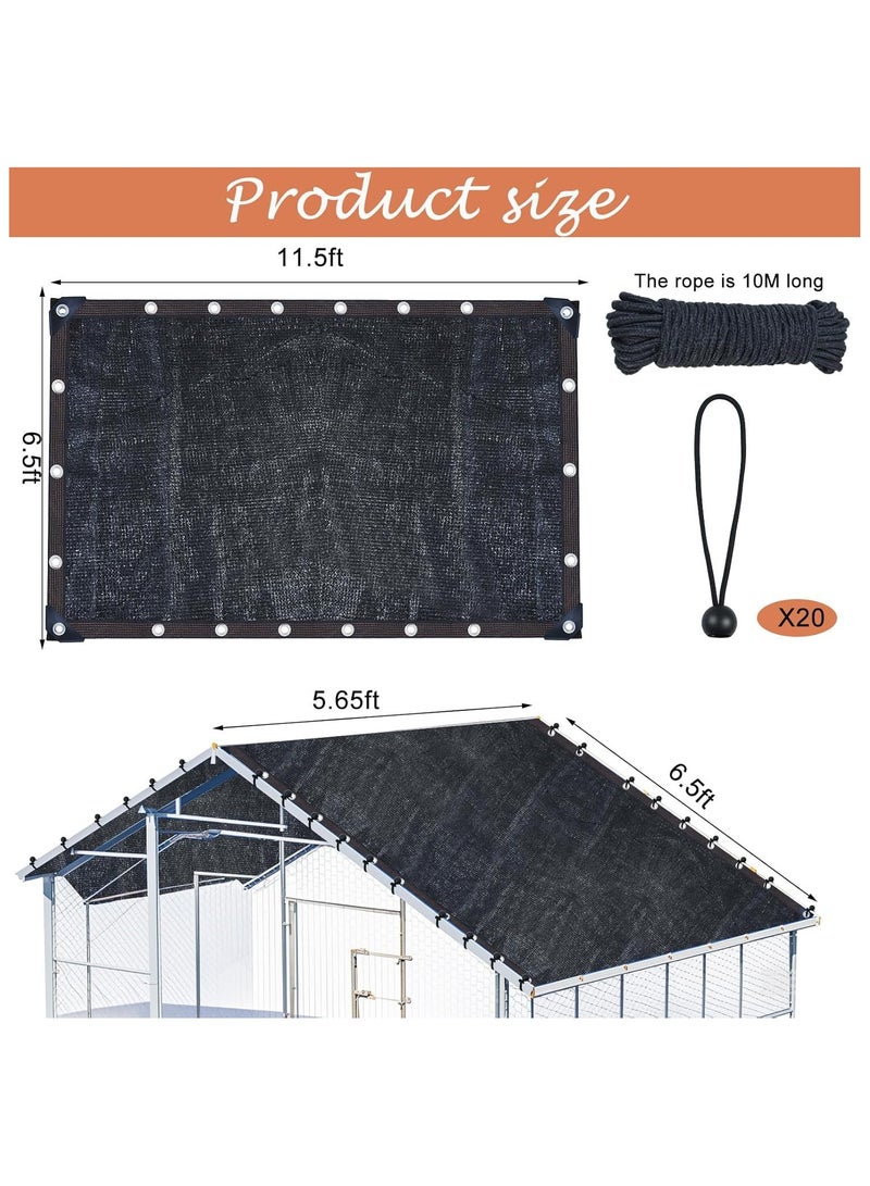 general Black Chicken Coop Cover Shade Cloth for Summer Chicken Cages Cover with 20Pcs Ball Bungees Cords Sun Shade Netting Mesh - Image 2