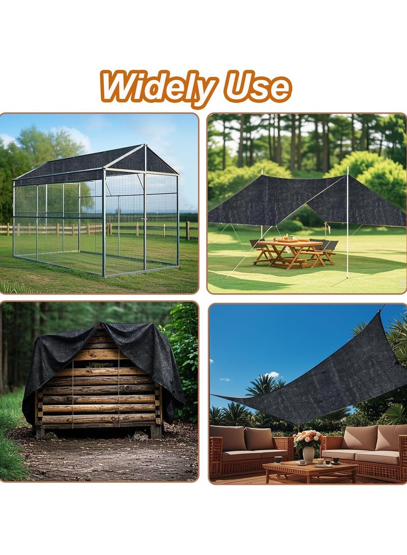 general Black Chicken Coop Cover Shade Cloth for Summer Chicken Cages Cover with 20Pcs Ball Bungees Cords Sun Shade Netting Mesh - Image 3