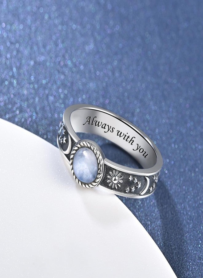ACJFA 925 Sterling Silver Sun and Moon Ring Moonstone Rings for Women Men (A 9#) - Image 5