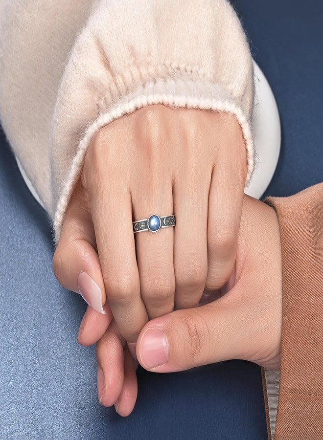ACJFA 925 Sterling Silver Sun and Moon Ring Moonstone Rings for Women Men (A 9#) - Image 2