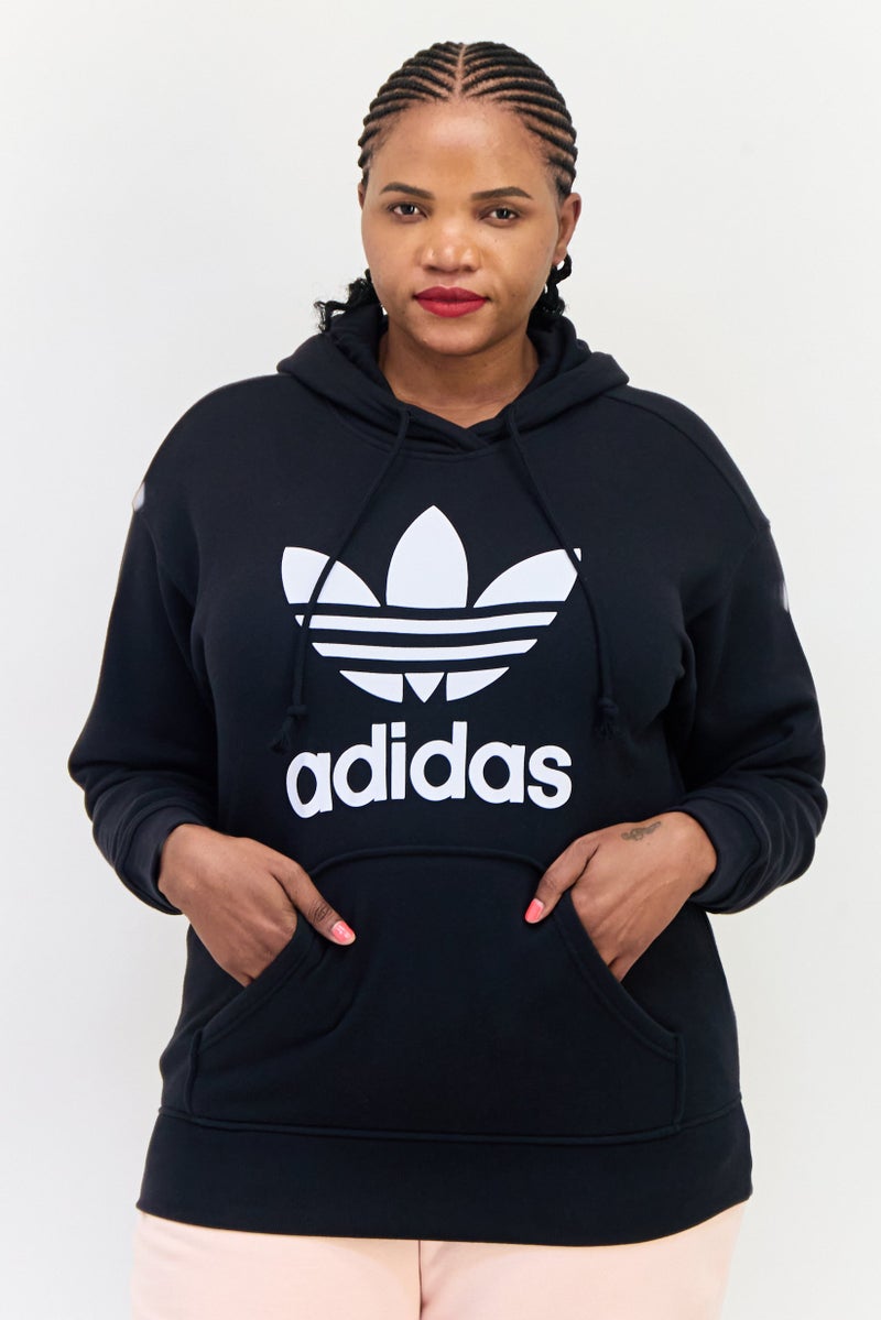 adidas Originals Women Plus Size Long Sleeves Outdoor Hoodie, Black  - Image 1