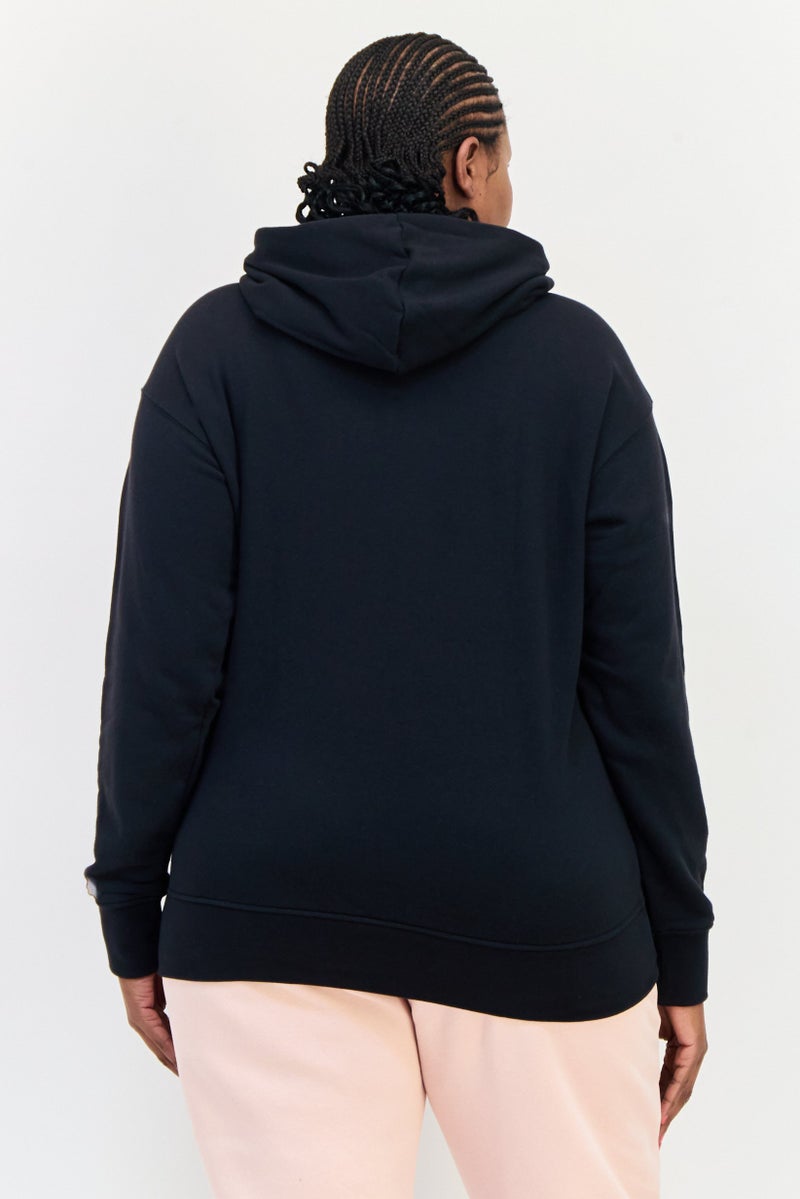 adidas Originals Women Plus Size Long Sleeves Outdoor Hoodie, Black  - Image 3