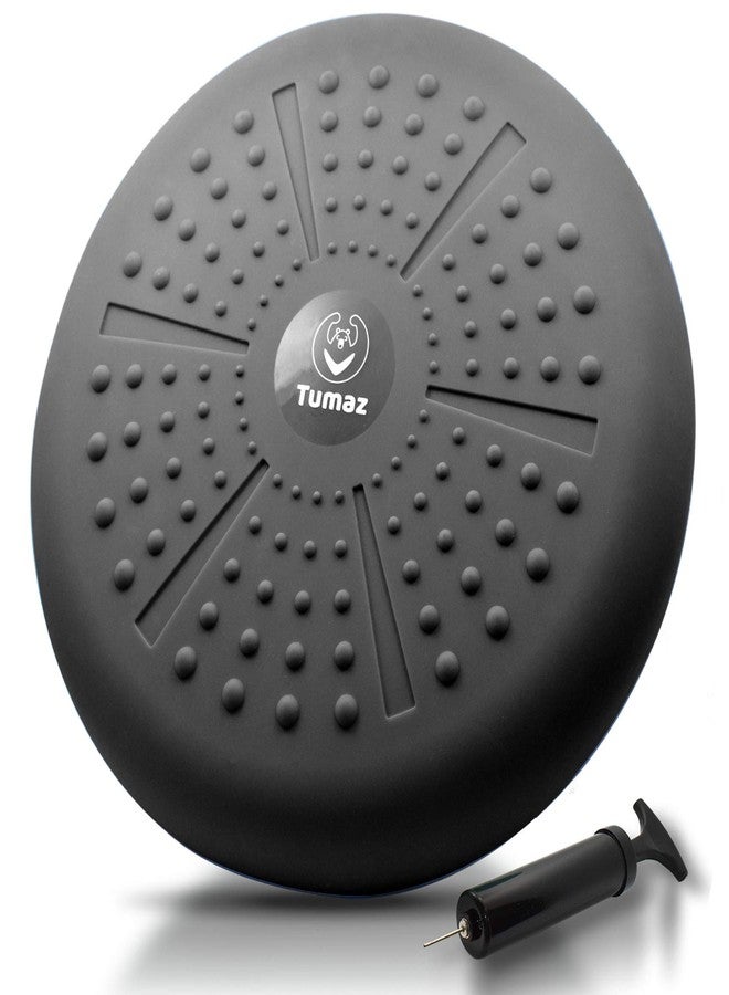 Tumaz Balance Board Cushion - Improves Focus for Kids, Relieves Back Pain, Builds Core Strength (Black, Extra Thick, Pump Included) - Image 1