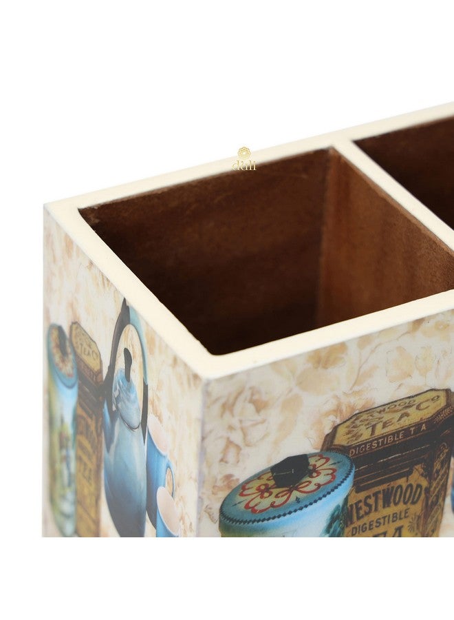 DULI حامل متعدد الاستخدامات DULI، حامل أدوات المائدة، حامل الملاعق، منظم طاولة مع 2 قسم، حامل شمعات (10 سم × 15 سم) (غلاية الشاي) - Image 3