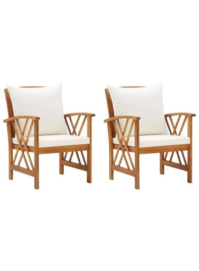 vidaxl vidaXL Garden Chairs with Cushions 2 pcs Solid Acacia Wood - Image 1