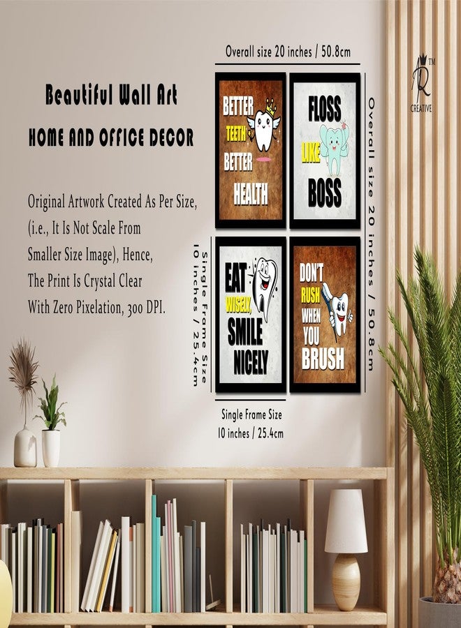 AR Creative Better Teeth, Floss Like, Eat Wisely, Don't Rush, Dentist Clinic, Hospital Quotes, Health Quote Framed Wall Poster, Inspirational Quotes, Print with Frame, Home, Office Decor (10 inch x 10 inch), Set Of 4 - Image 4