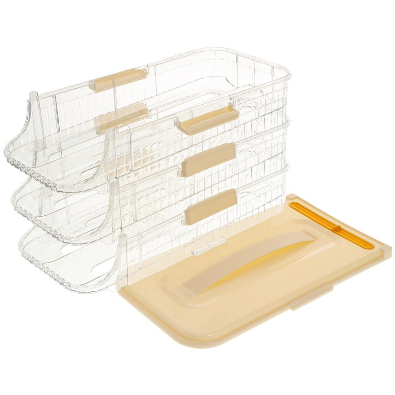 Plastic Egg Storage Tray For Refrigerator Double Row Three Tier Organizer - Image 2