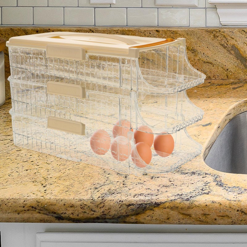 Plastic Egg Storage Tray For Refrigerator Double Row Three Tier Organizer - Image 5