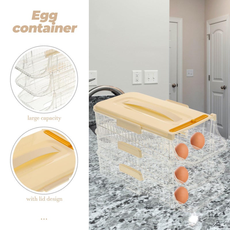 Plastic Egg Storage Tray For Refrigerator Double Row Three Tier Organizer - Image 4
