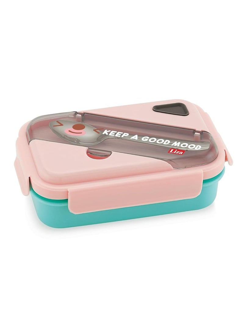LUCIDO Kids Meal 2 Compartment Stainless Steel Tiffin Lunch Box for Kids Pink - Image 1
